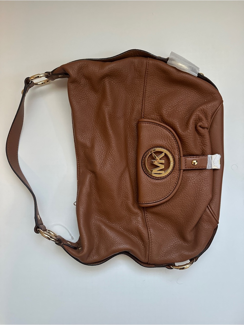 Michael Kors Fulton Brown Pebbled Leather Hobo Shoulder Bag + Dust Bag